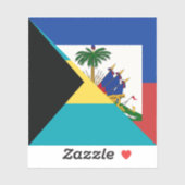 Haiti Bahamas vlag | Halve Haïtiaanse Bahamaanse v Sticker (Vel)
