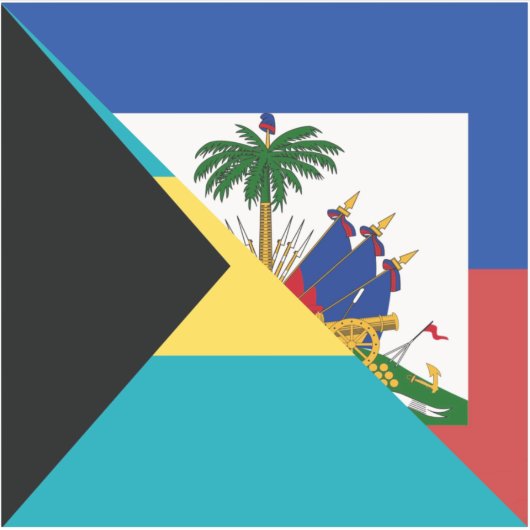 Haiti Bahamas vlag | Halve Haïtiaanse Bahamaanse v Sticker (Voorkant)
