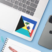 Haiti Bahamas vlag | Halve Haïtiaanse Bahamaanse v Sticker (Laptop met iPhone)