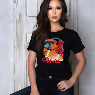 Haiti Caribische Vrouw Rood Reizen T-shirt