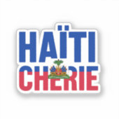 Haïti Chérie - Haïtiaanse vlag Sticker (Voorkant)