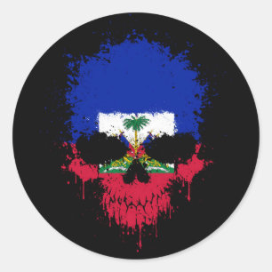 Haïti druipt schedel ronde sticker
