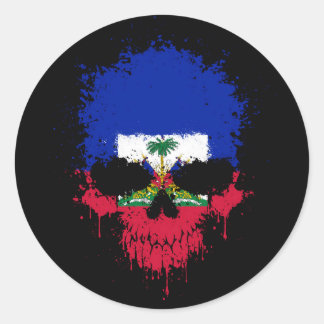 Haïti druipt schedel ronde sticker