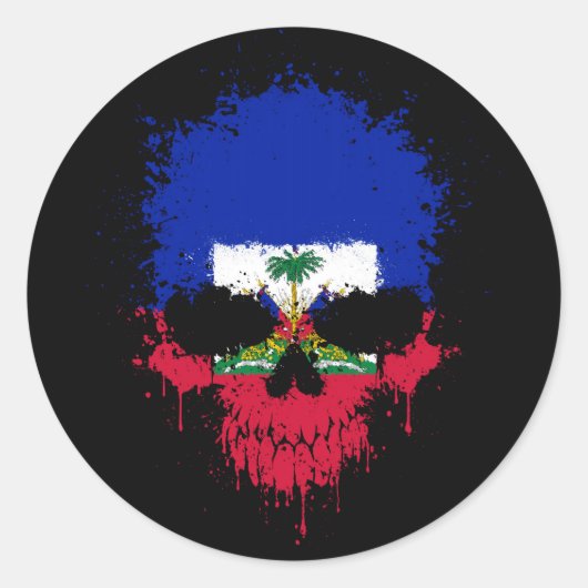 Haïti druipt schedel ronde sticker (Voorkant)