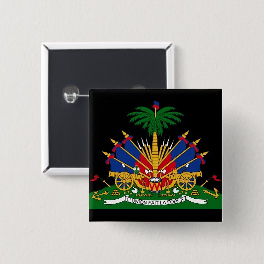 haïti - embleem vierkante button 5,1 cm (Voorkant /achterkant)