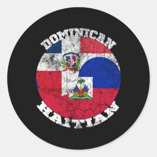 Haïti en Dominicaanse vlag half Haïtiaans half Dom Ronde Sticker
