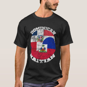 Haïti en Dominicaanse vlag half Haïtiaans half Dom T-shirt