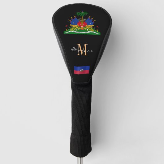 Haïti en Haïtiaanse vlag Monogrammed Golf Clubs Ho Golfheadcover (Voorkant)