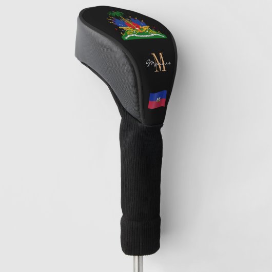 Haïti en Haïtiaanse vlag Monogrammed Golf Clubs Ho Golfheadcover (Schuin)