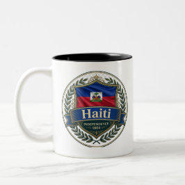 Haiti Erfgoed Crest | Caraïbische Trots Tweekleurige Koffiemok