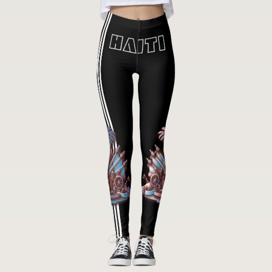 HAITI FLAG BLACK HAVIC ACD LEGGINGS (Voorkant)