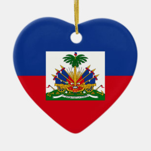 Haiti Flag Heart Keramisch Ornament