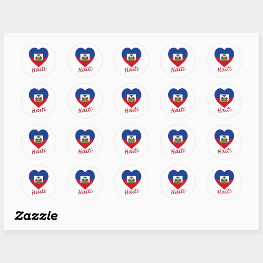 Haiti Flag Heart Ronde Sticker (Vel)