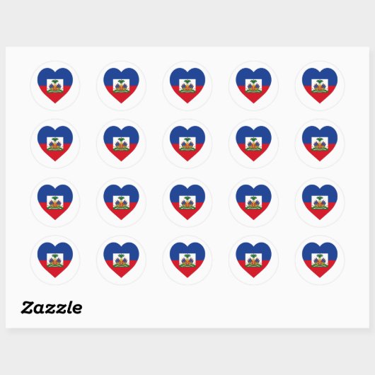 Haiti Flag Heart Ronde Sticker (Vel)