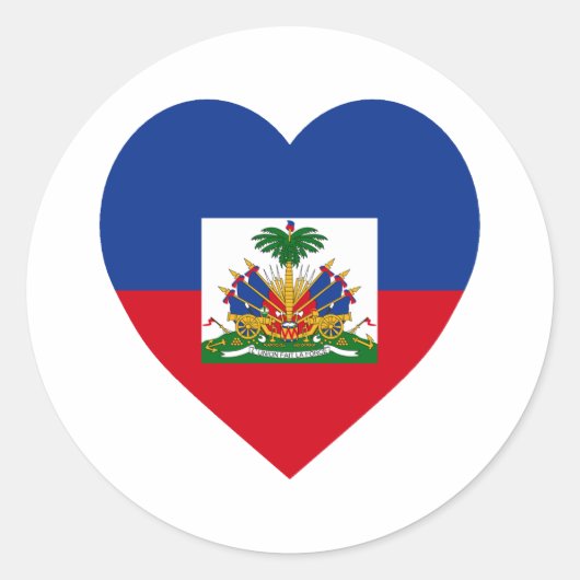 Haiti Flag Heart Ronde Sticker (Voorkant)