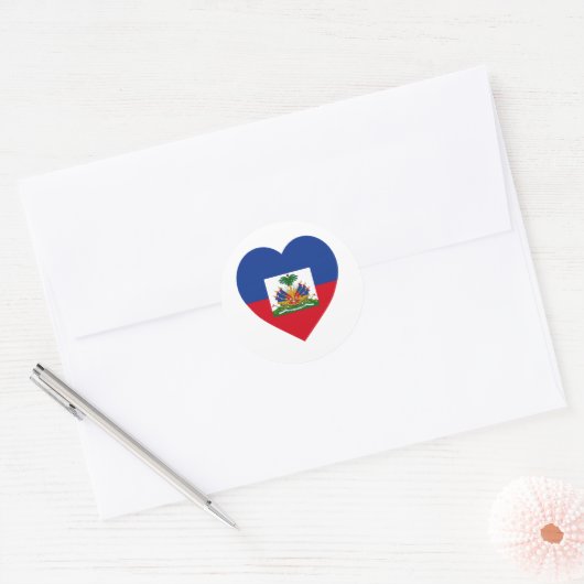 Haiti Flag Heart Ronde Sticker (Envelop)