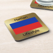 Haïti Flag+Text Onderzetter (Linkerzijde)
