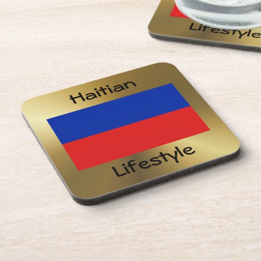 Haïti Flag+Text Onderzetter (Linkerzijde)