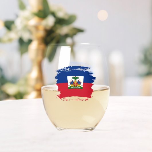 Haiti Flag Wijnglas Zonder Voet (Insitu (Huwelijk))