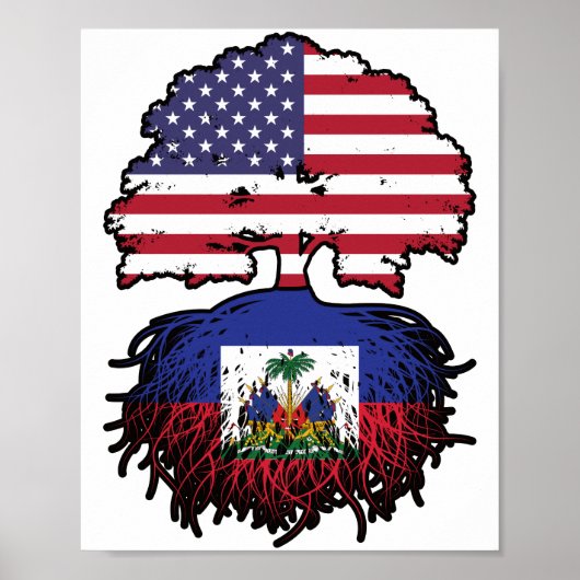 Haïti Haïtiaans-Amerikaanse vlag - Boomboomstammen Poster (Voorkant)