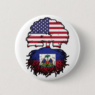 Haïti Haïtiaans-Amerikaanse vlag - Boomboomstammen Ronde Button 5,7 Cm