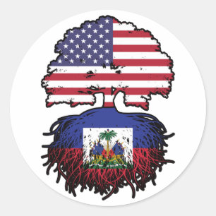 Haïti Haïtiaans-Amerikaanse vlag - Boomboomstammen Ronde Sticker