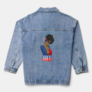Haïti Haïtiaanse liefdesvlag trots meisje prinses  Denim Jacket