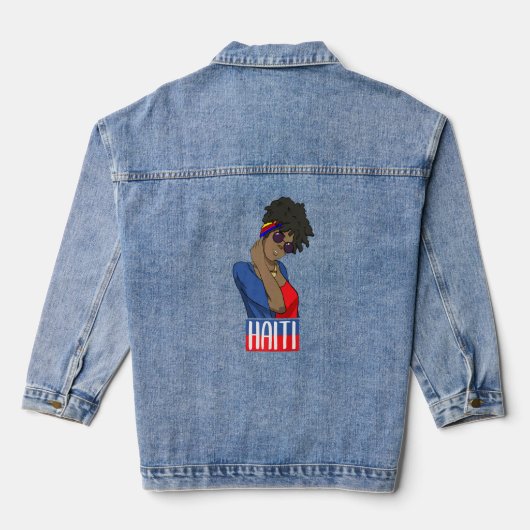 Haïti Haïtiaanse liefdesvlag trots meisje prinses  Denim Jacket (Achterkant)