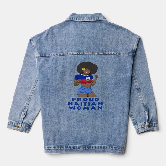 Haïti Haïtiaanse Vlag Dag Trotse Vrouw Ayiti Meisj Denim Jacket (Achterkant)