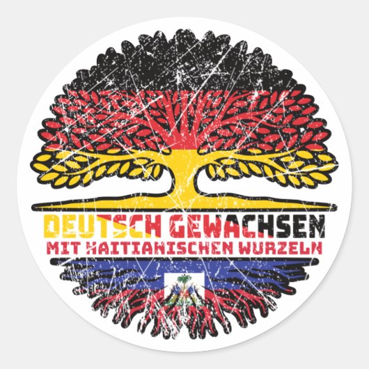 Haiti Haitianisch Deutsch Deutschland Baum Wurzel Ronde Sticker (Voorkant)