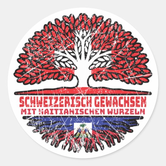 Haiti Haitianisch Schweizer Schweiz Baum Wurzel Ronde Sticker (Voorkant)