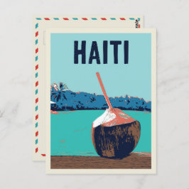 Haïti heerlijk kokokosnoot drink briefkaart