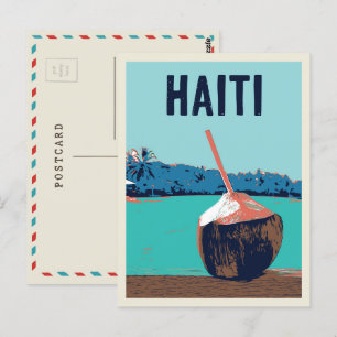 Haïti heerlijk kokokosnoot drink briefkaart