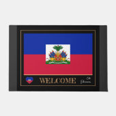 Haïti house mat, Haïtiaanse vlag sport / Welkom Deurmat (Voorkant)