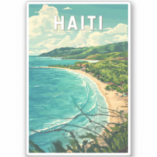 Haïti Illustratie Reis Kunst Vintage Sticker