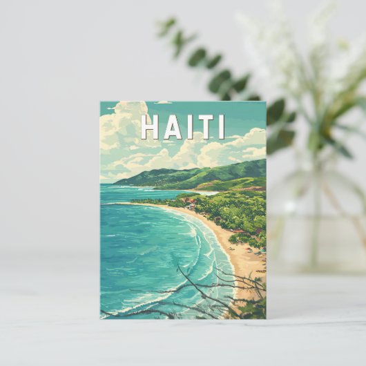 Haiti Illustration Travel Art Vintage Briefkaart (Staand voorkant)
