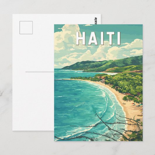 Haiti Illustration Travel Art Vintage Briefkaart (Voorkant / Achterkant)