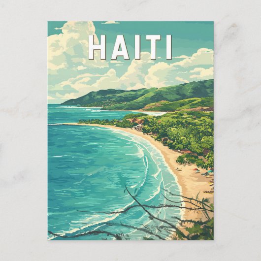 Haiti Illustration Travel Art Vintage Briefkaart (Voorkant)