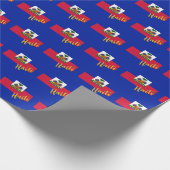 Haïti inpakpapier, blauw, Haïtiaanse vlag patriott Cadeaupapier (Hoek)