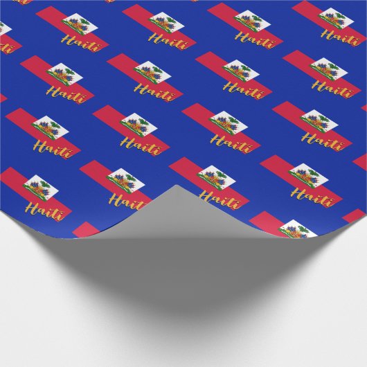 Haïti inpakpapier, blauw, Haïtiaanse vlag patriott Cadeaupapier (Hoek)