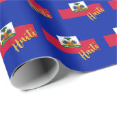 Haïti inpakpapier, blauw, Haïtiaanse vlag patriott Cadeaupapier (Rol Hoek)