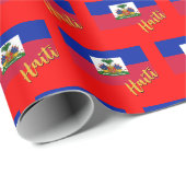 Haïti inpakpapier, kerstrood, Haïtiaanse vlag Cadeaupapier (Rol Hoek)