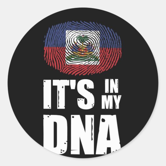 Haiti It's In My DNA Haitian Pride Fingerprint Ronde Sticker (Voorkant)