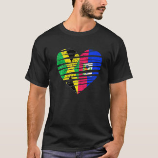 Haiti Jamaica Grown Heart USA Patriot Heritage Mon T-shirt