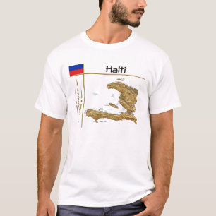 Haiti Kaart + Vlag + Titel T-Shirt