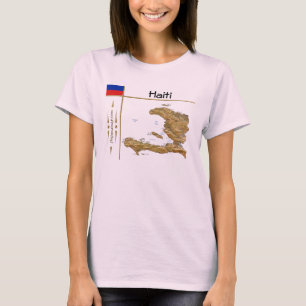 Haiti Kaart + Vlag + Titel T-Shirt