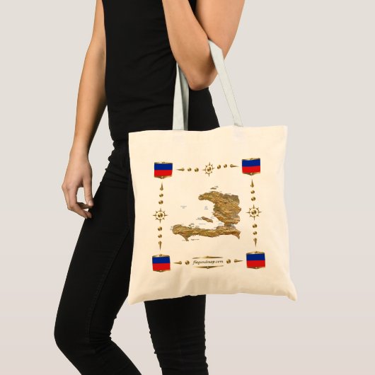 Haïti Map + Flags Bag Tote Bag (Voorkant (product))