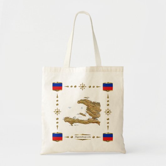 Haïti Map + Flags Bag Tote Bag (Voorkant)