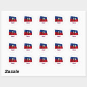 Haïti met vlag en naam ronde sticker (Vel)