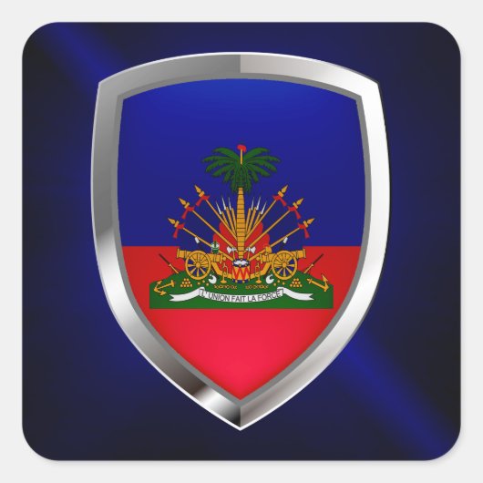 Haïti Metallic Emblem Vierkante Sticker (Voorkant)